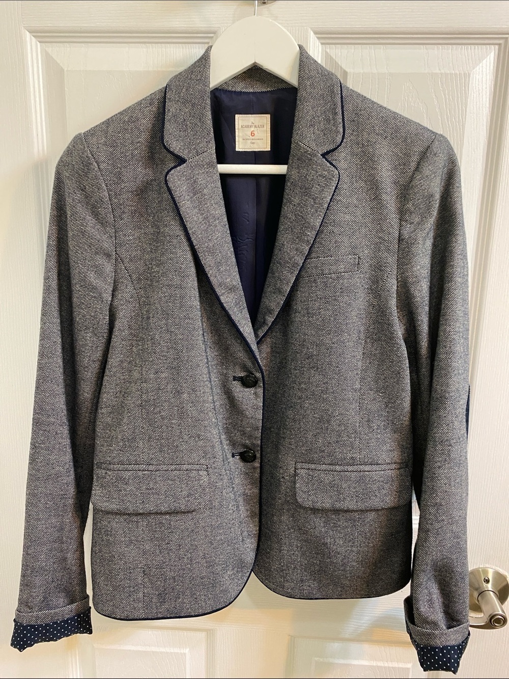 The Gap Academy Blazer Navy Blue Elbow Patch Wool Blend Jacket Women’s Size 6